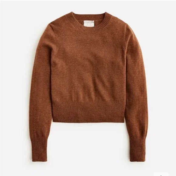 J.Crew Cashmere Shrunken Crewneck Sweater in Chestnut Heather Size Small EUC - Picture 1 of 4